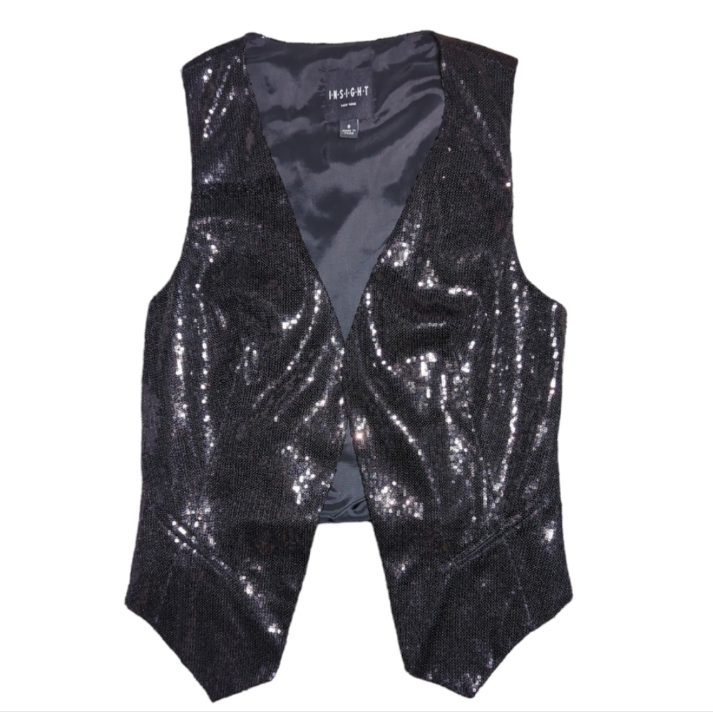Insight New York Black Sequin Vest Size 8
